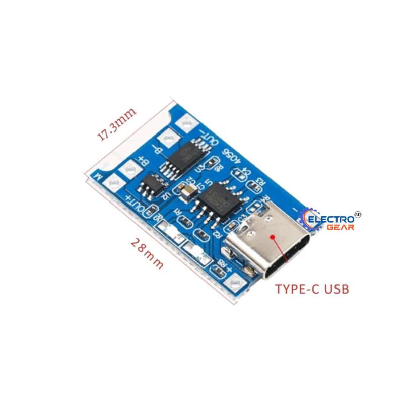 TP4056 1A Li-ion lithium Battery Charging Module With Current Protection - Type C - Image 3