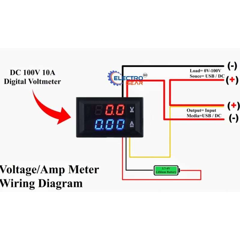 DC 0-100V 10A LCD Display Digital Voltmeter Ammeter - Image 2