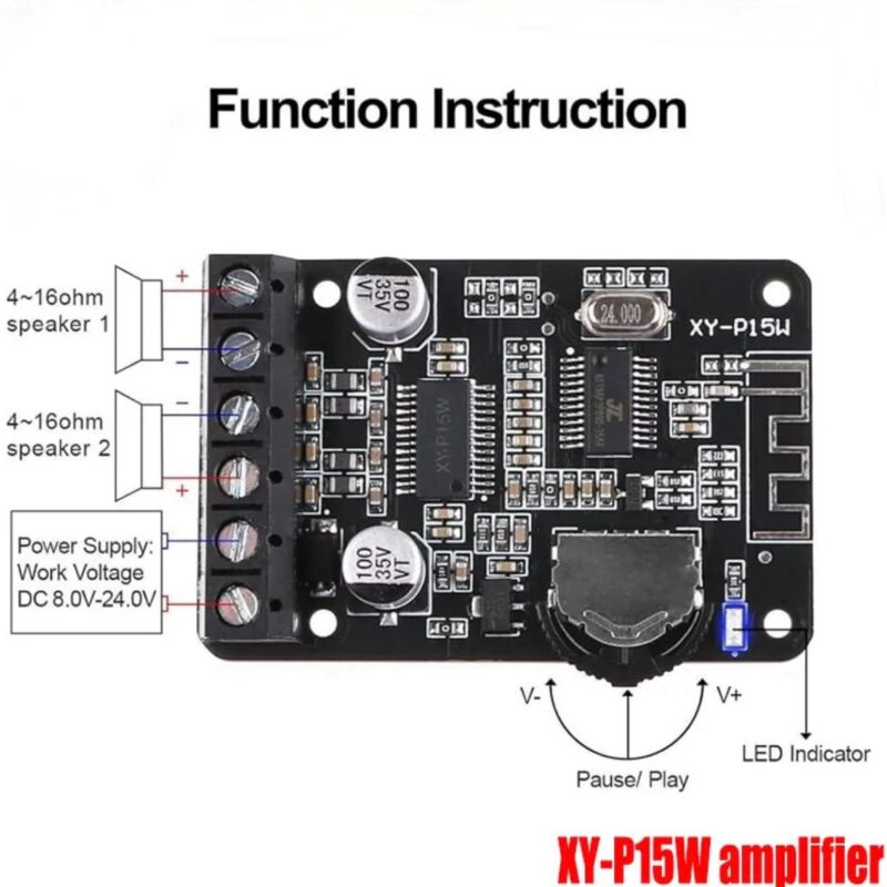 XY-P15W 15W+15W Bluetooth 5.0 Stereo Audio Power Amplifier Board - Image 4