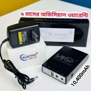 WGP Mini UPS 10400 mAh DC UPS for Router, Onu, CC Camera 5, 9, 12 Volt Output + Charger