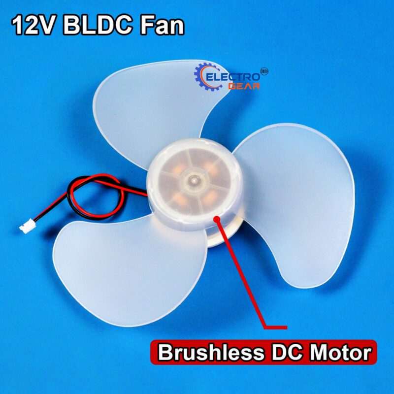 BLDC Brushless Fan Motor 12V Fan Core 3 Blades High Air Flow 6 inch