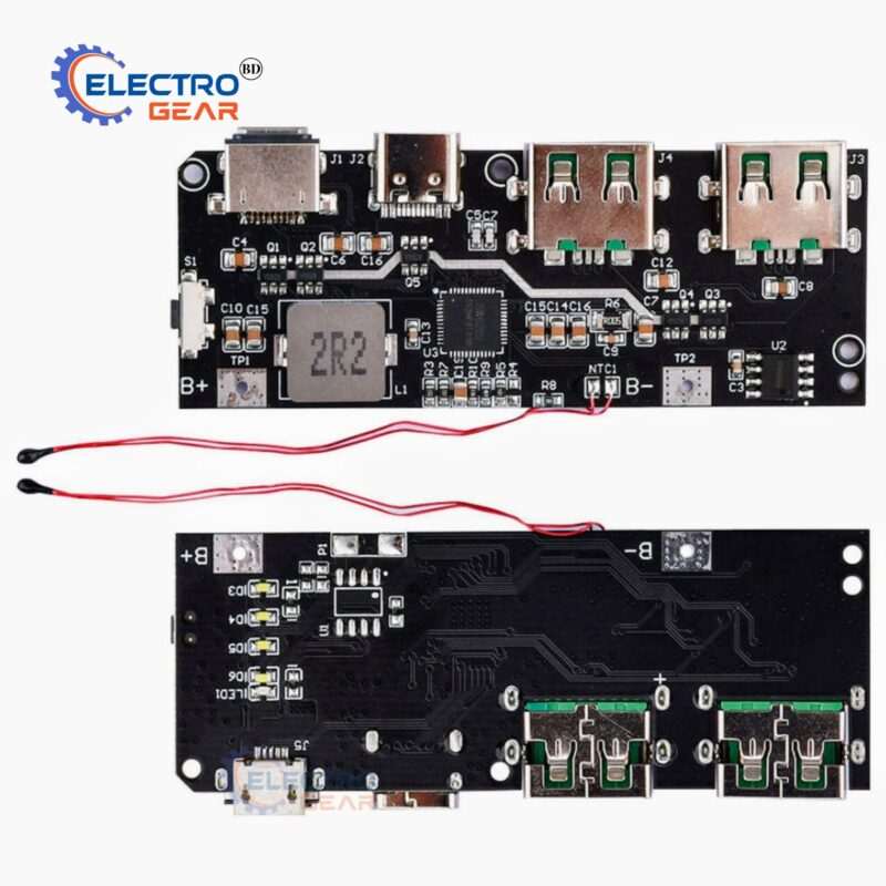 22.5W 4.5A Bi-Directional QC3 QC4 PD3.0 Dual USB Type-C Mobile Power Bank 18650 Charging Module with LED + NTC Temperature Protection - Image 2
