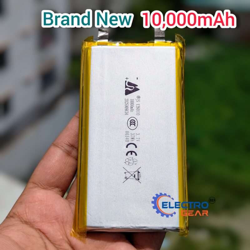 10000mAh 3.7V Lithium Battery | 60mm x 110mm High-Capacity Rechargeable Battery