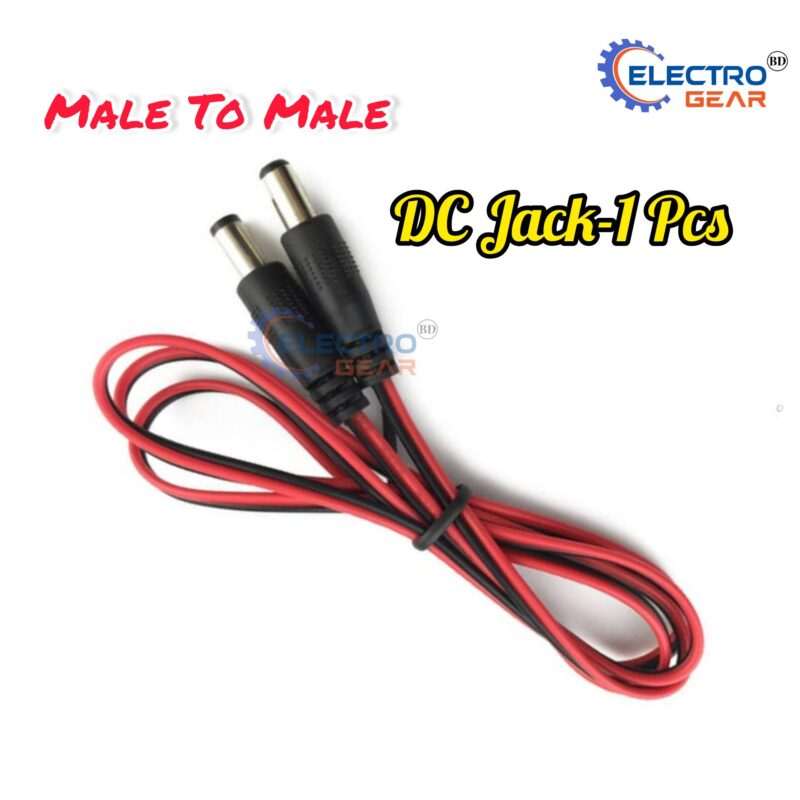 Dual Male Pin Power Cable 2.1mm x 5.5mm for WiFi Router ONU – 20 Inch, Red/Black