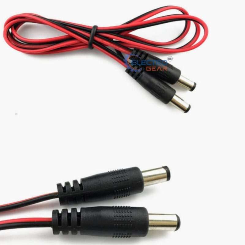 Dual Male Pin Power Cable 2.1mm x 5.5mm for WiFi Router ONU – 20 Inch, Red/Black - Image 2