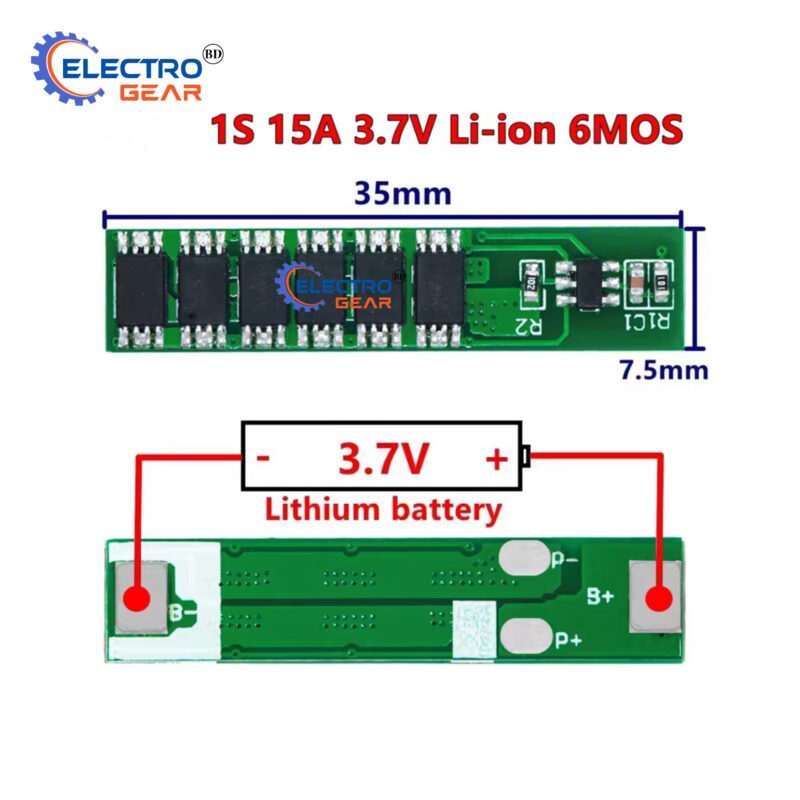 1S 15A li-ion BMS PCM battery protection board - Image 2